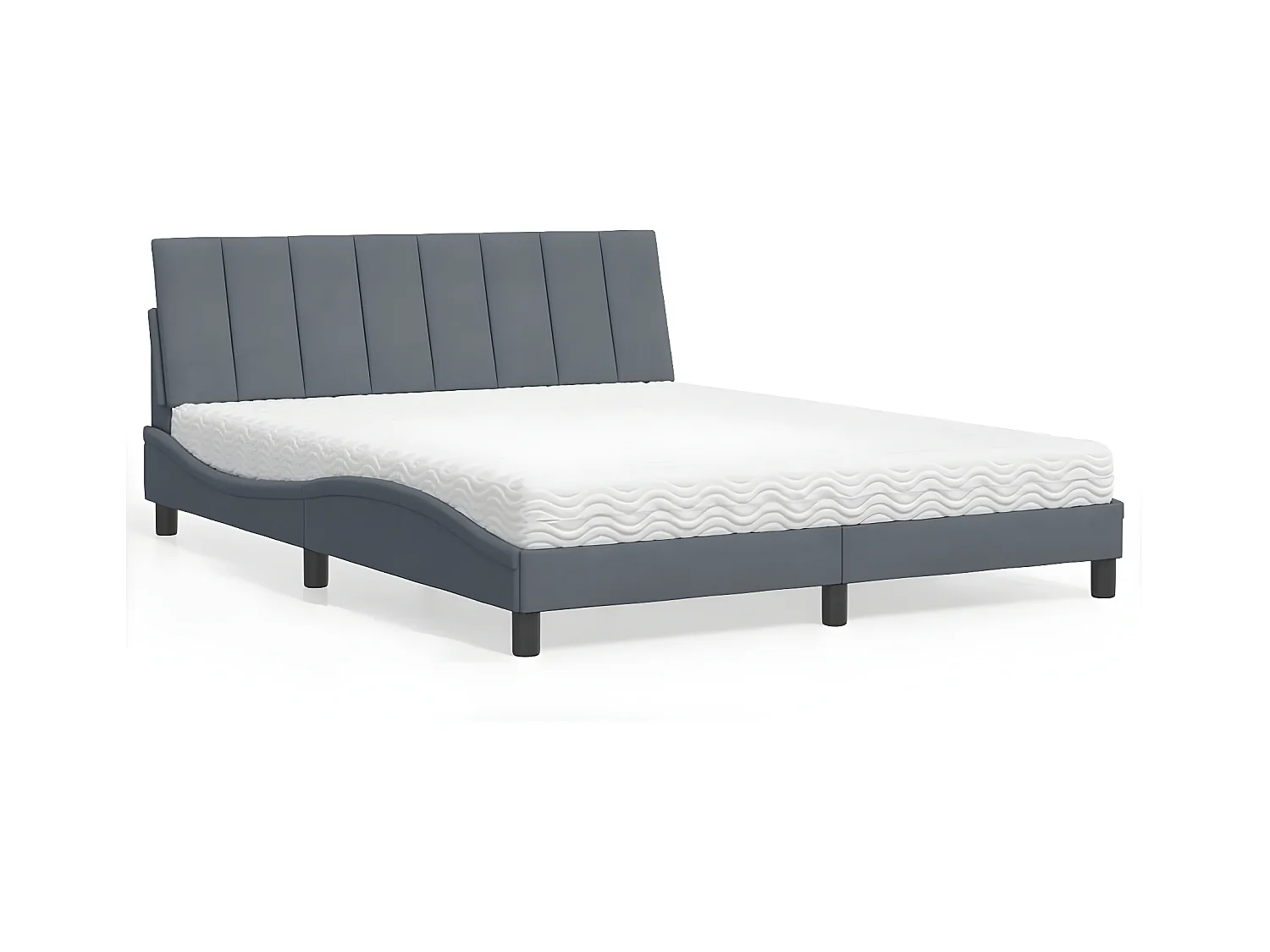 Lit avec matelas gris foncé 160x200 velours