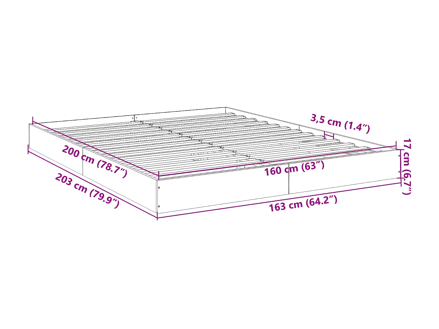 Cadre de lit sonoma gris 160x200 bois d'ingénierie