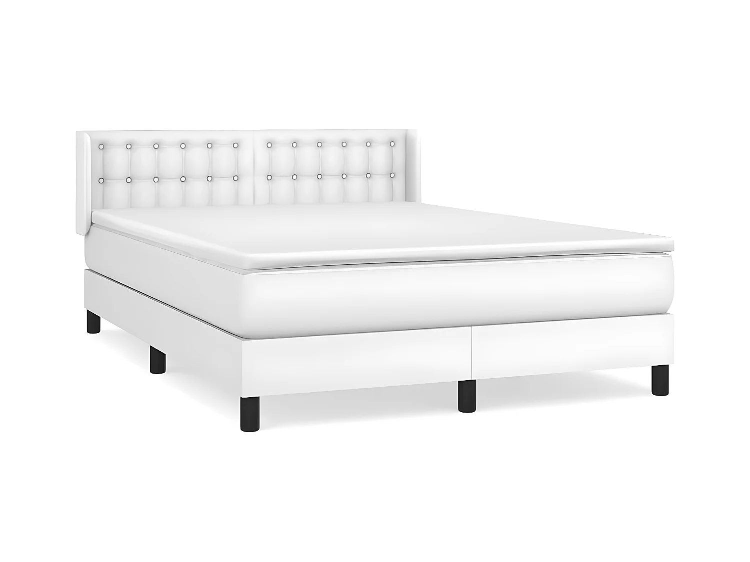 Sommier à lattes de lit avec matelas Blanc 140x200 Similicuir
