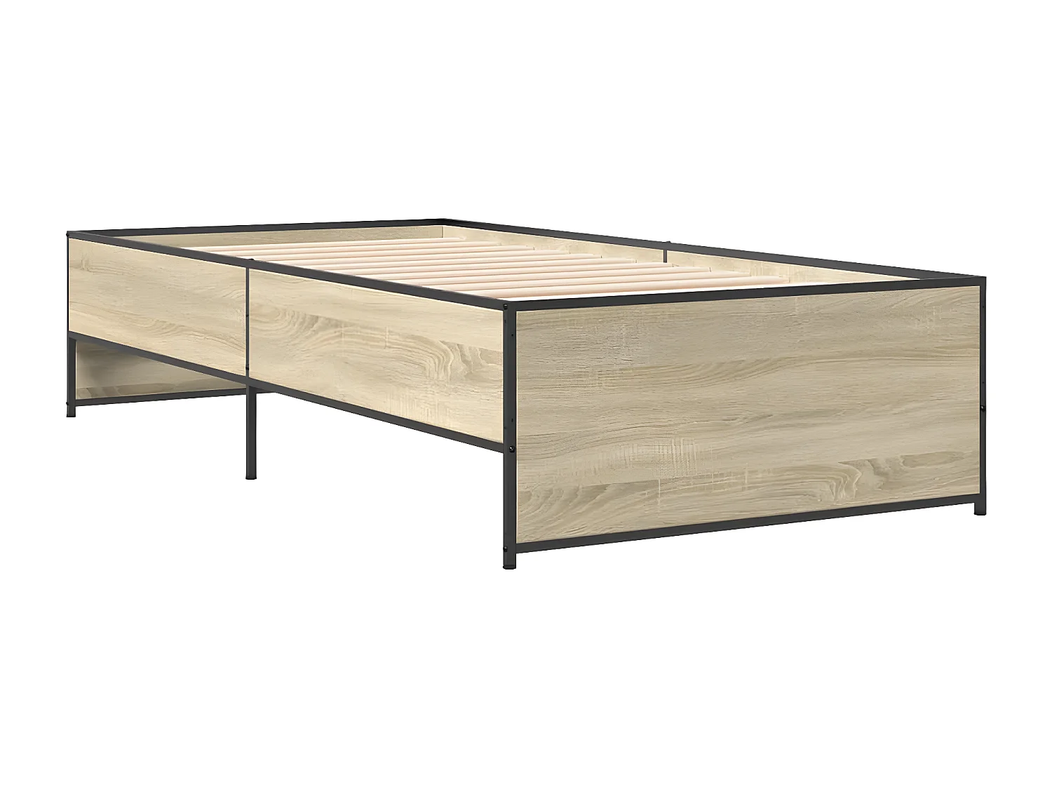 Cadre de lit chêne sonoma 75x190 bois d'ingénierie et métal