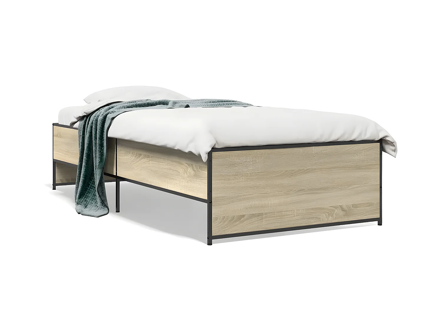 Cadre de lit chêne sonoma 75x190 bois d'ingénierie et métal