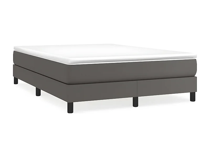 Sommier à lattes de lit avec matelas Gris 140x190 Similicuir