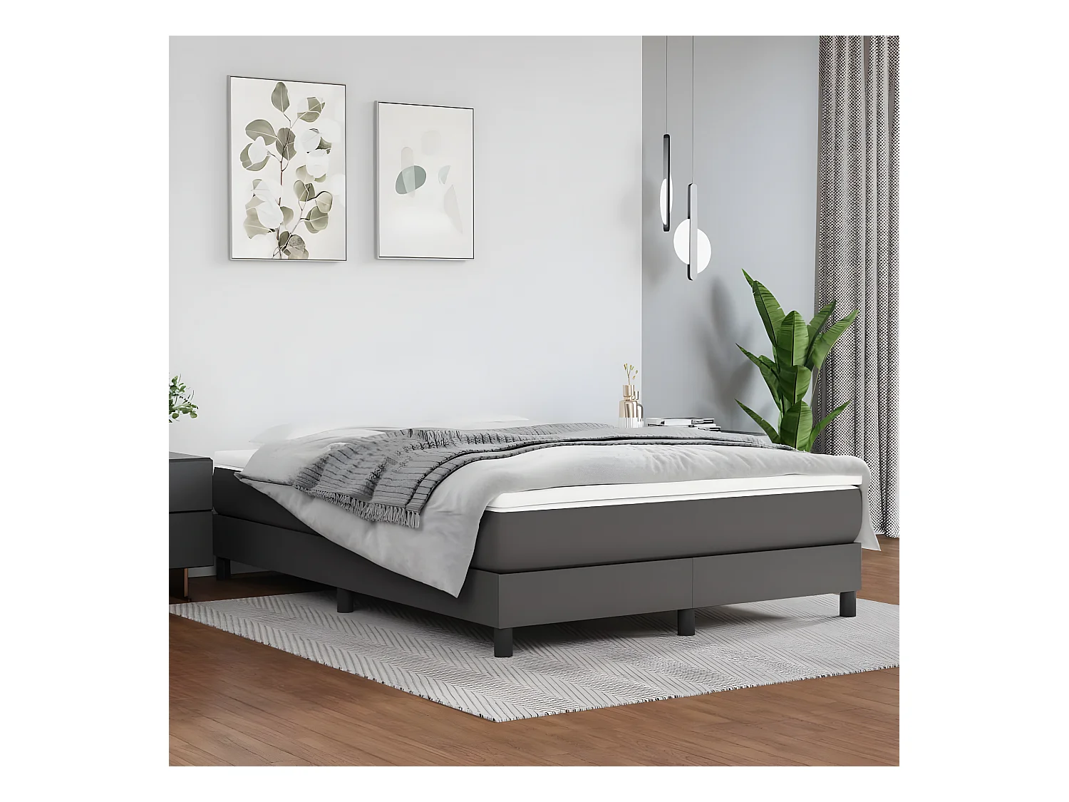 Sommier à lattes de lit avec matelas Gris 140x190 Similicuir