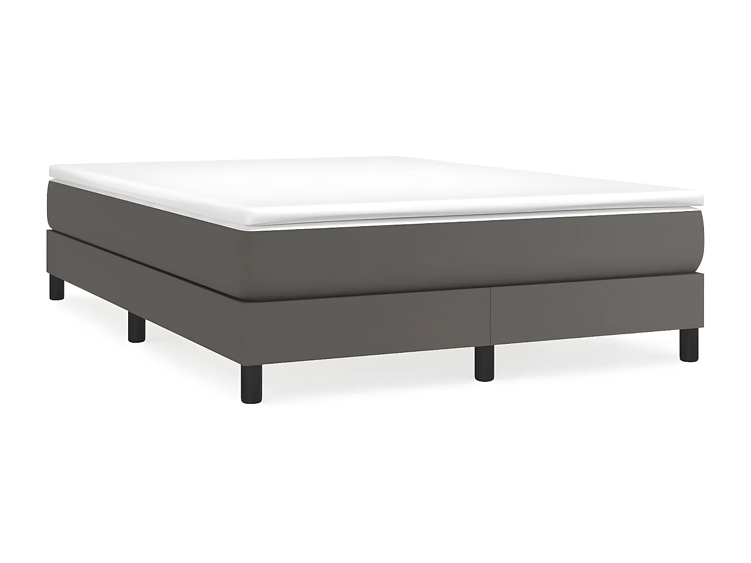Sommier à lattes de lit avec matelas Gris 140x190 Similicuir