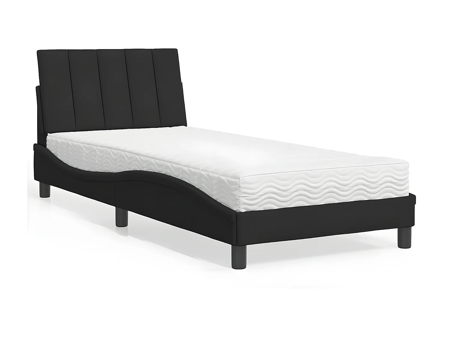 Lit avec matelas noir 80x200 velours