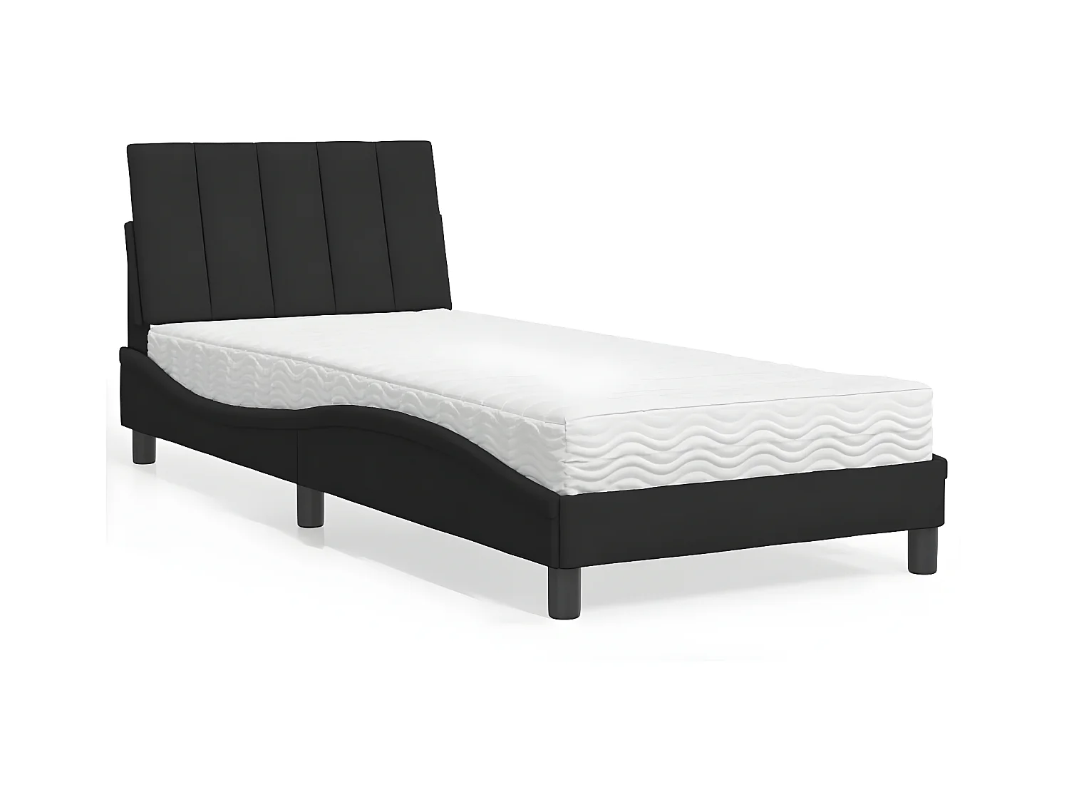 Lit avec matelas noir 80x200 velours