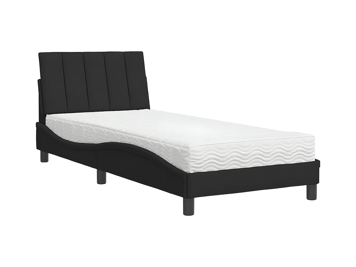 Lit avec matelas noir 80x200 velours