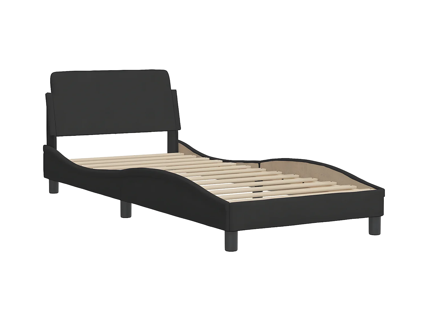Lit avec matelas noir 80x200 velours