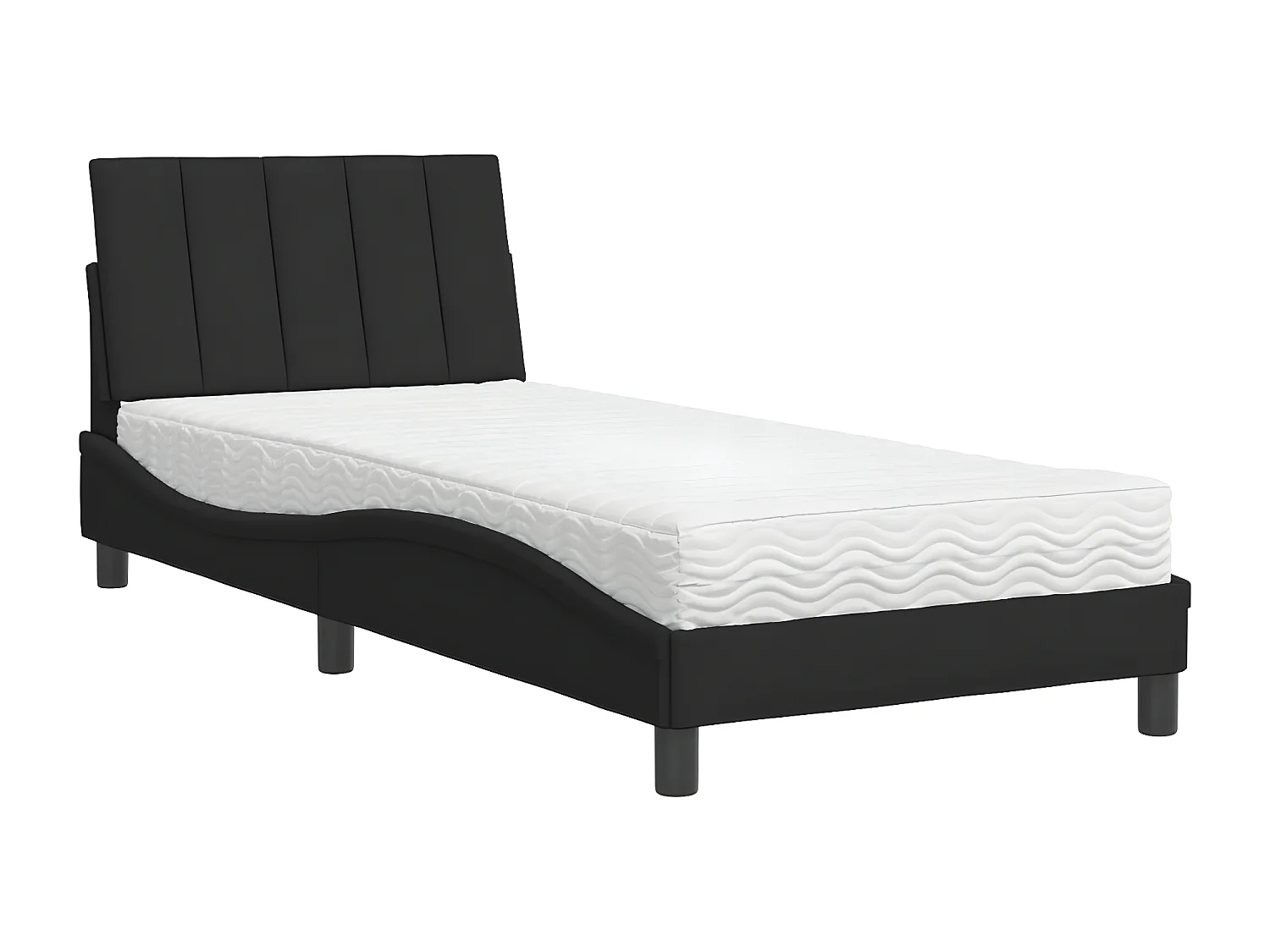Lit avec matelas noir 80x200 velours