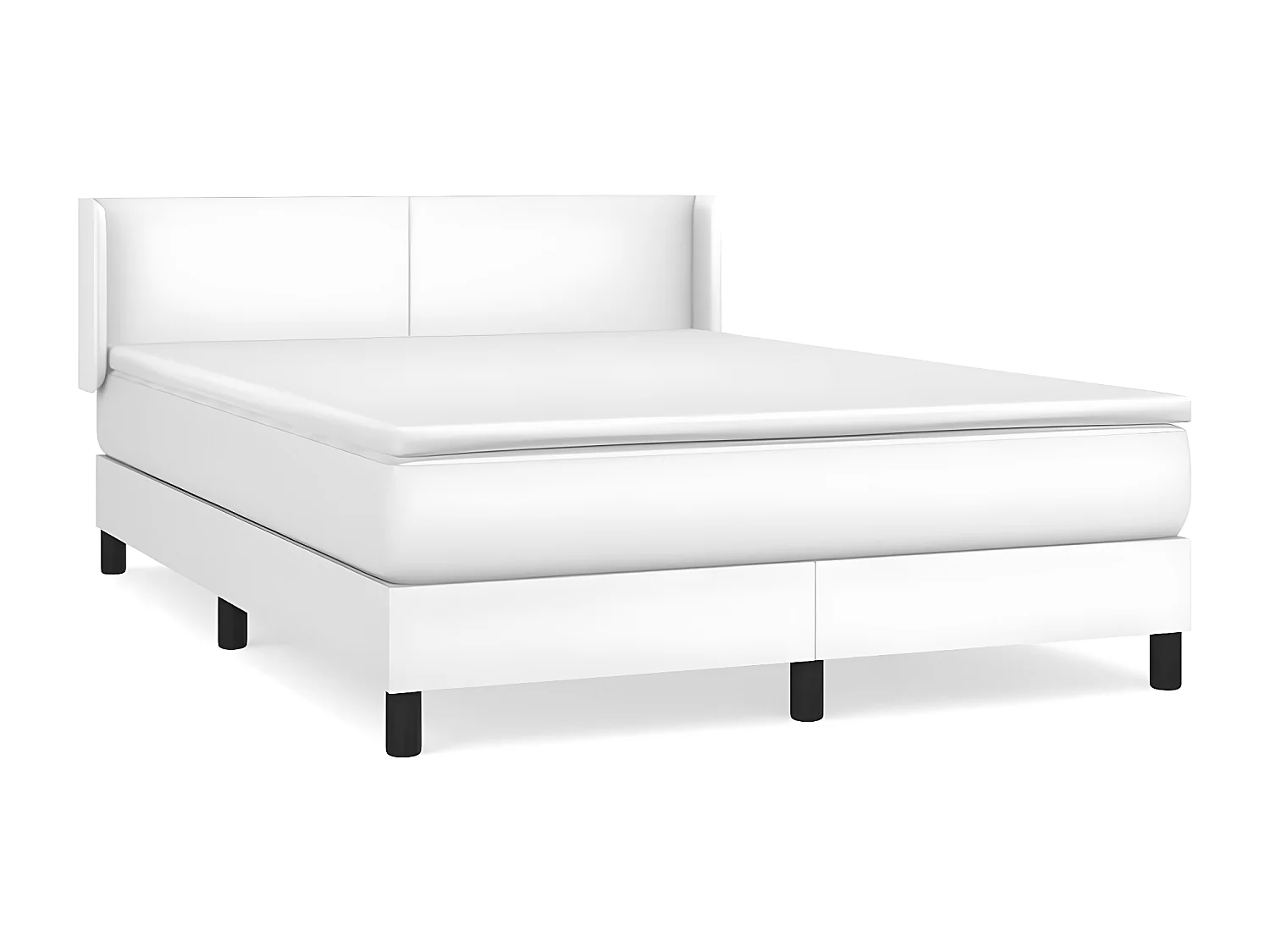 Sommier à lattes de lit avec matelas Blanc 140x190 Similicuir