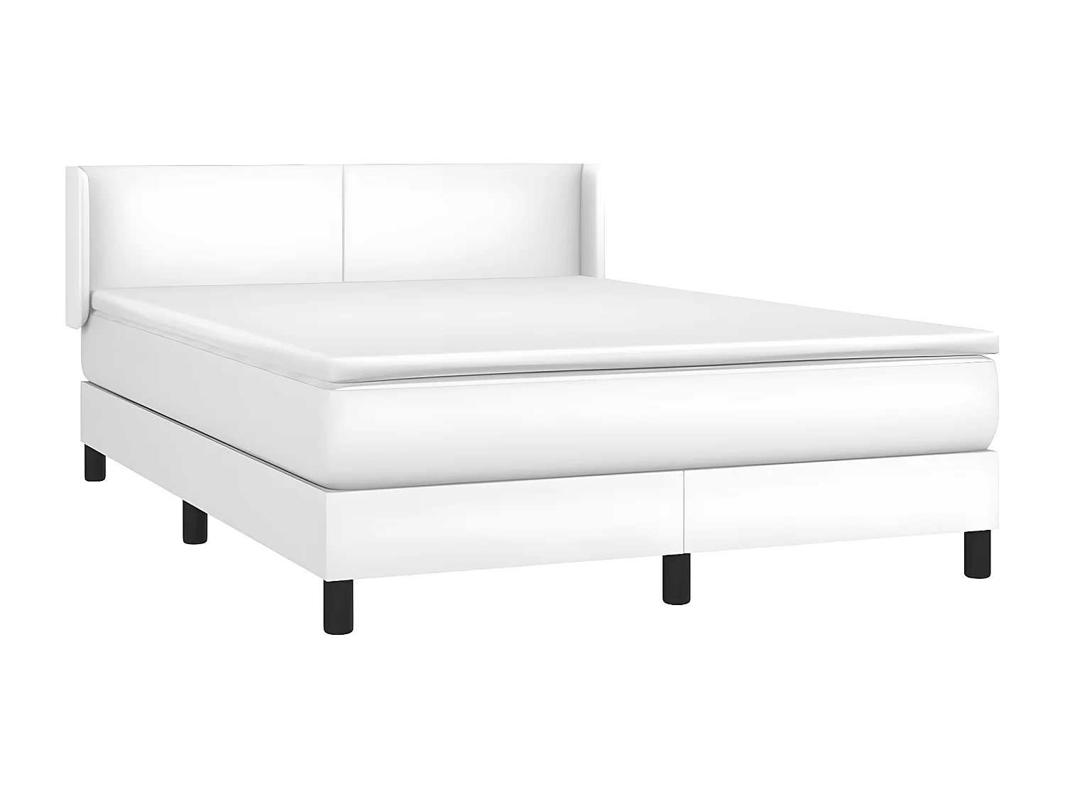 Sommier à lattes de lit avec matelas Blanc 140x190 Similicuir
