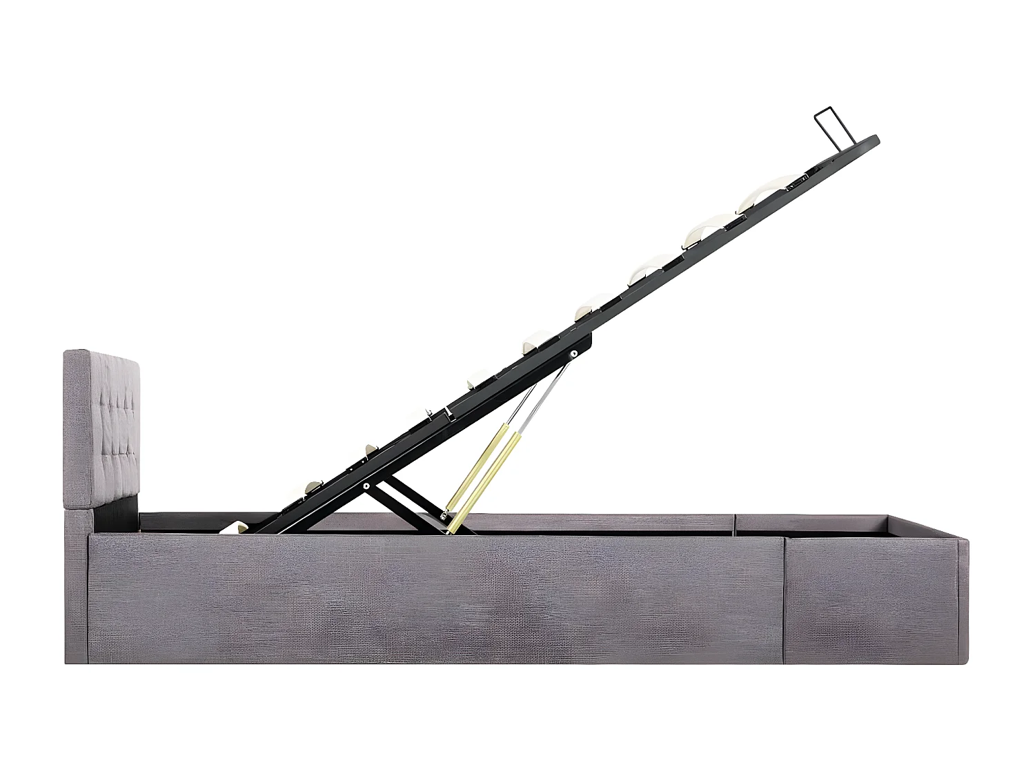 Lit à stockage hydraulique Taupe Tissu 100x200