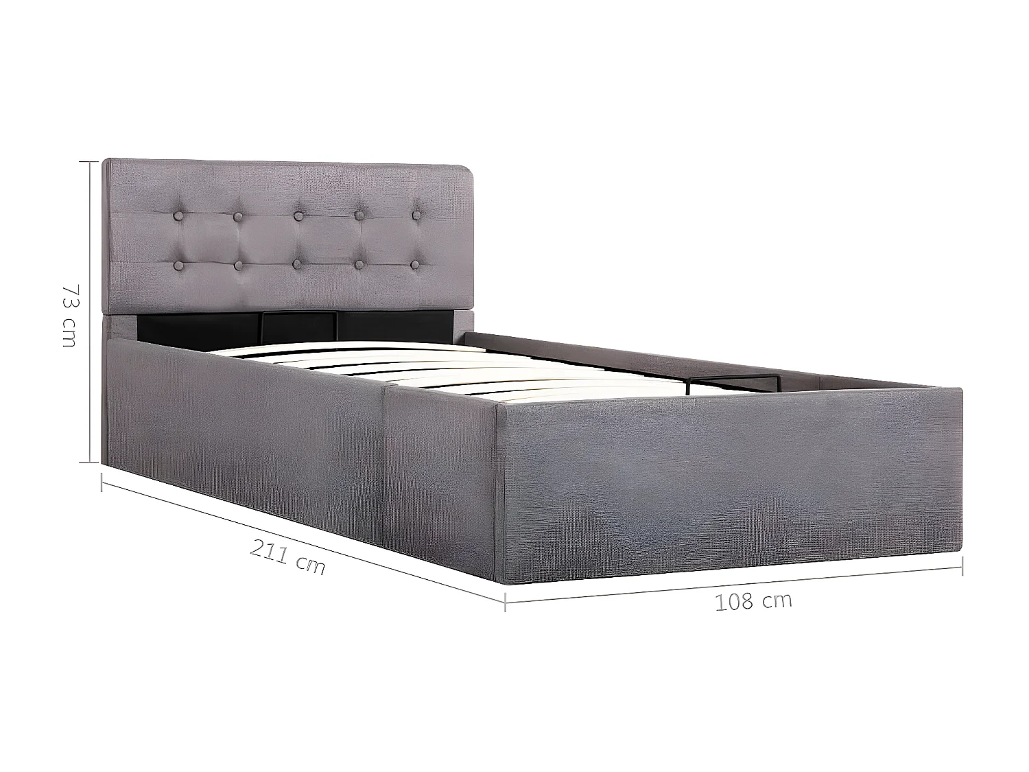 Lit à stockage hydraulique Taupe Tissu 100x200