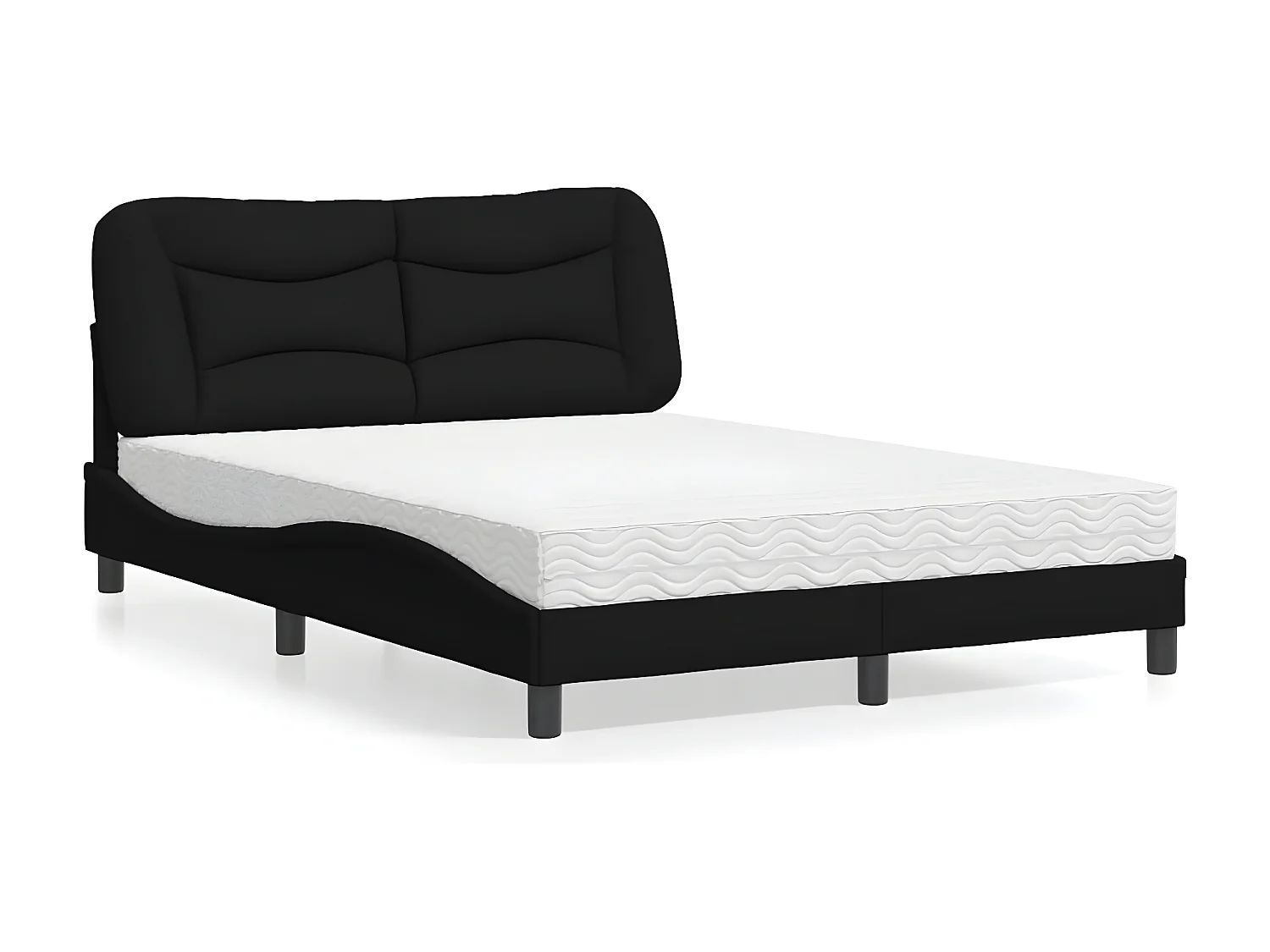 Lit avec matelas noir 120x200 tissu