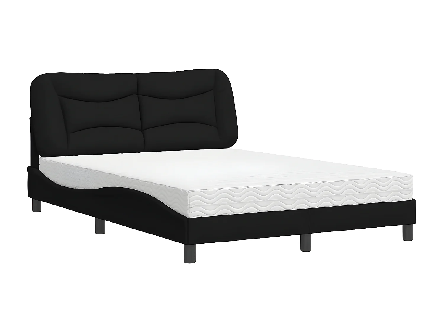 Lit avec matelas noir 120x200 tissu