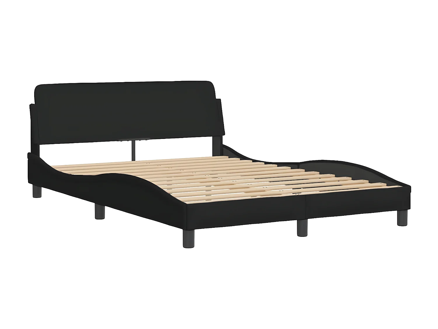 Lit avec matelas noir 120x200 tissu