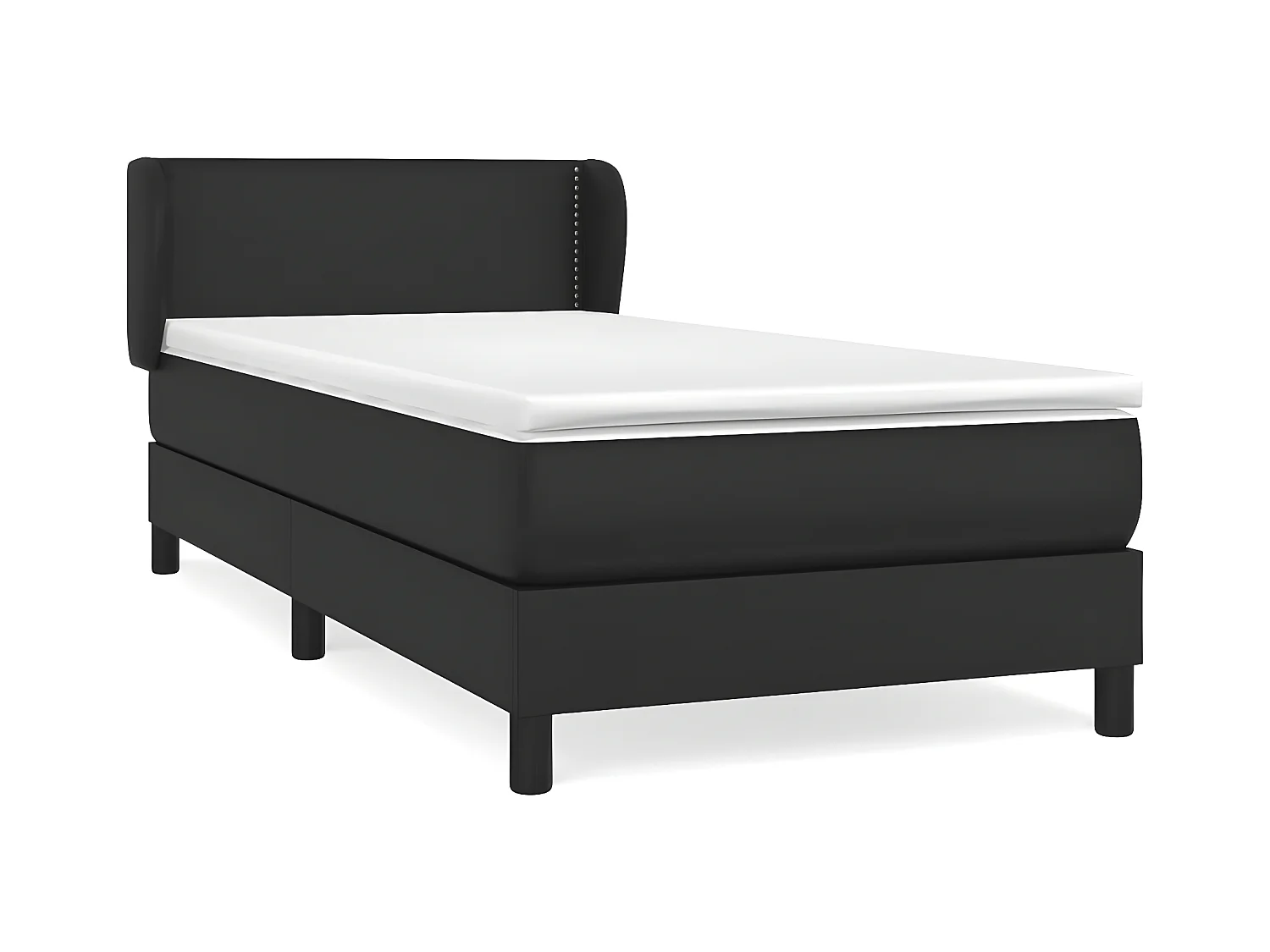 Sommier à lattes de lit avec matelas Noir 100x200 Similicuir