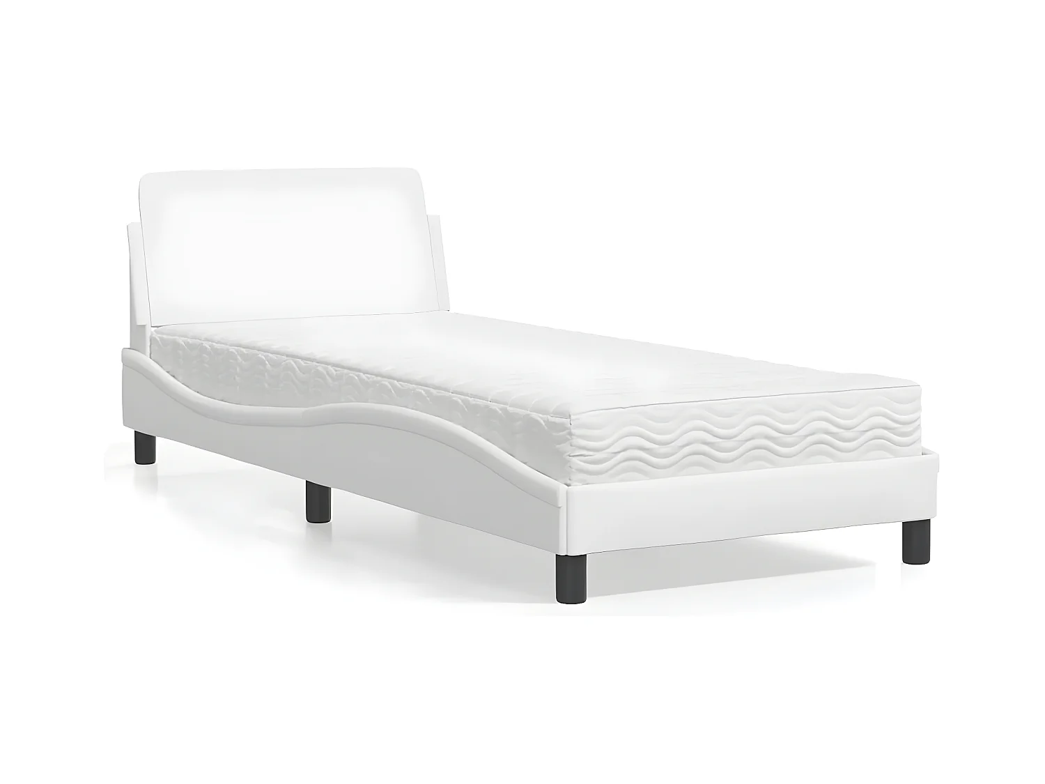 Lit avec matelas blanc 90x200 similicuir