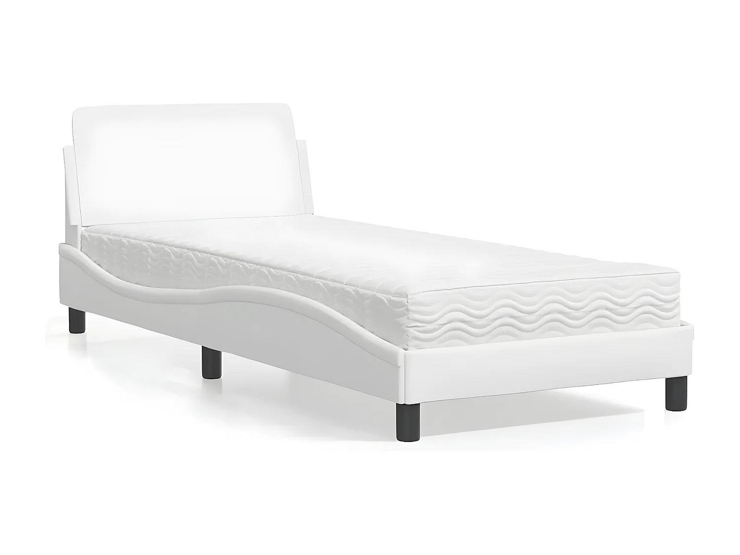 Lit avec matelas blanc 90x200 similicuir