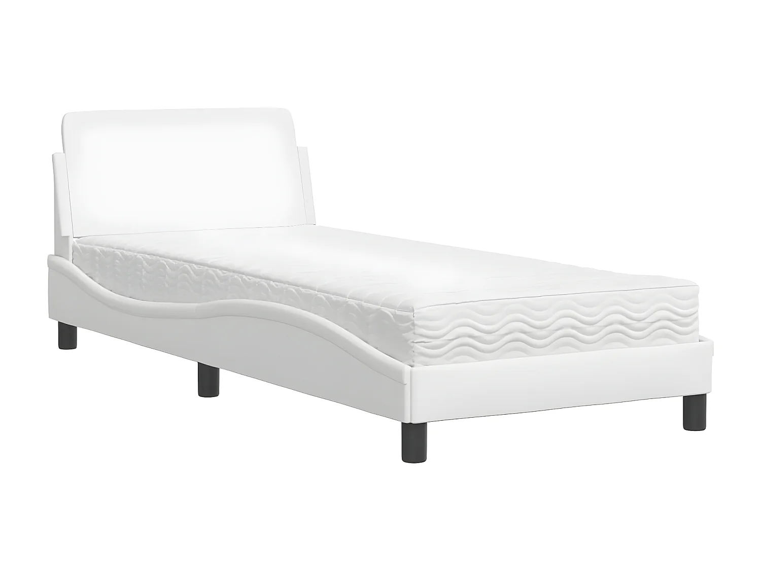 Lit avec matelas blanc 90x200 similicuir