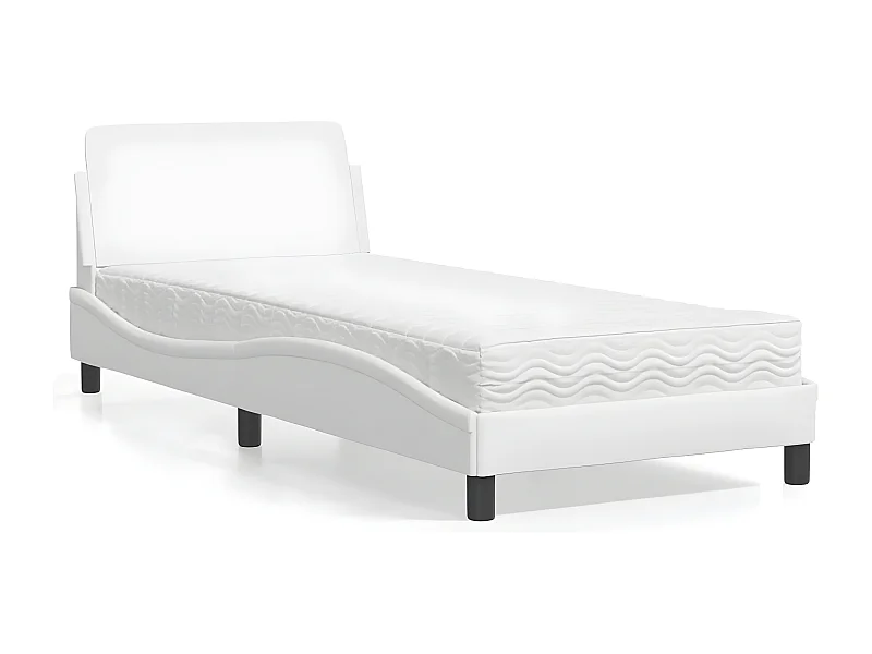 Lit avec matelas blanc 90x200 similicuir