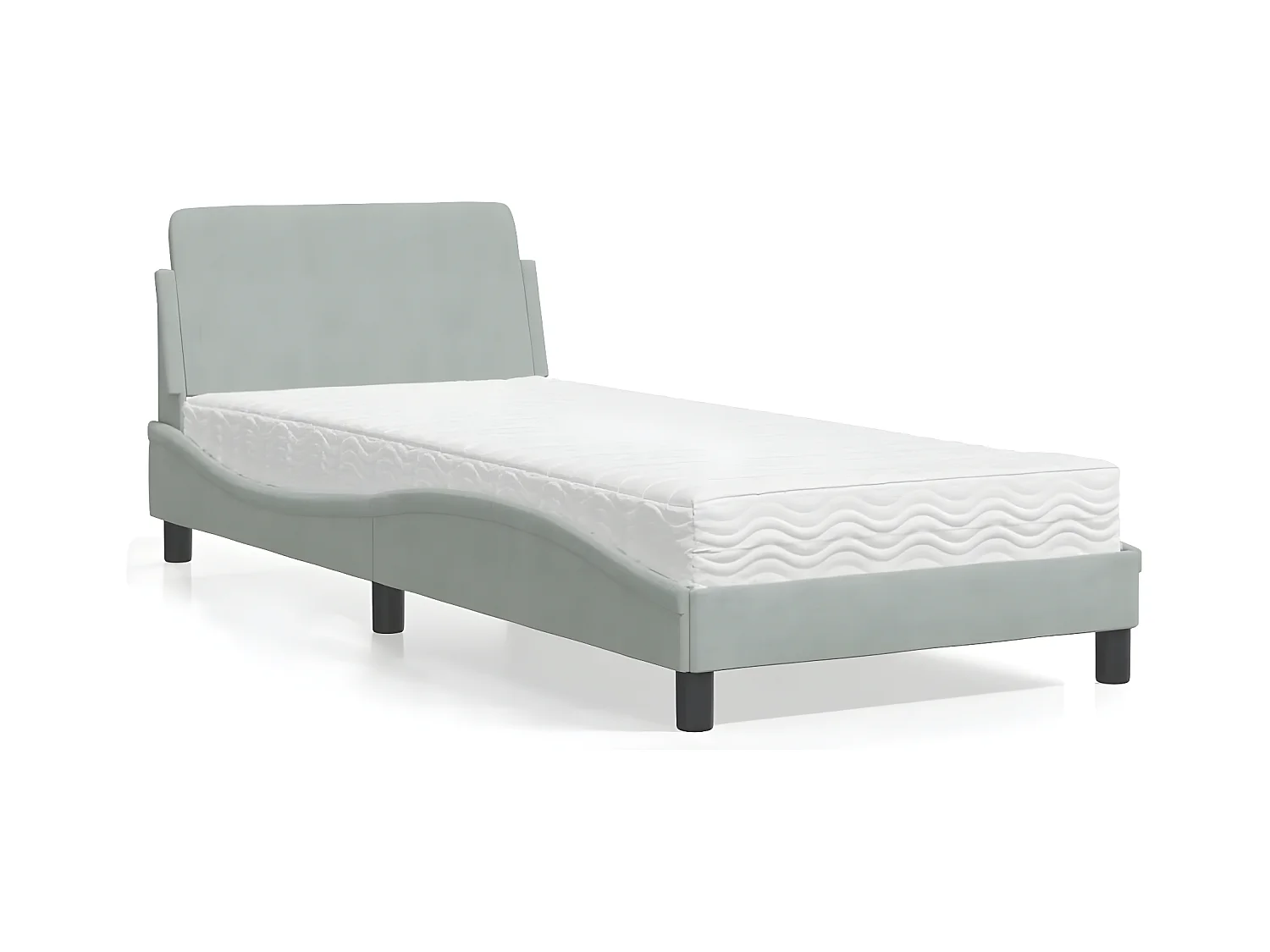 Lit avec matelas gris clair 80x200 velours