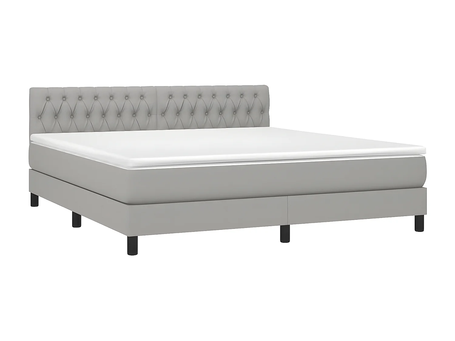 Sommier à lattes de lit et matelas et LED Gris clair 180x200