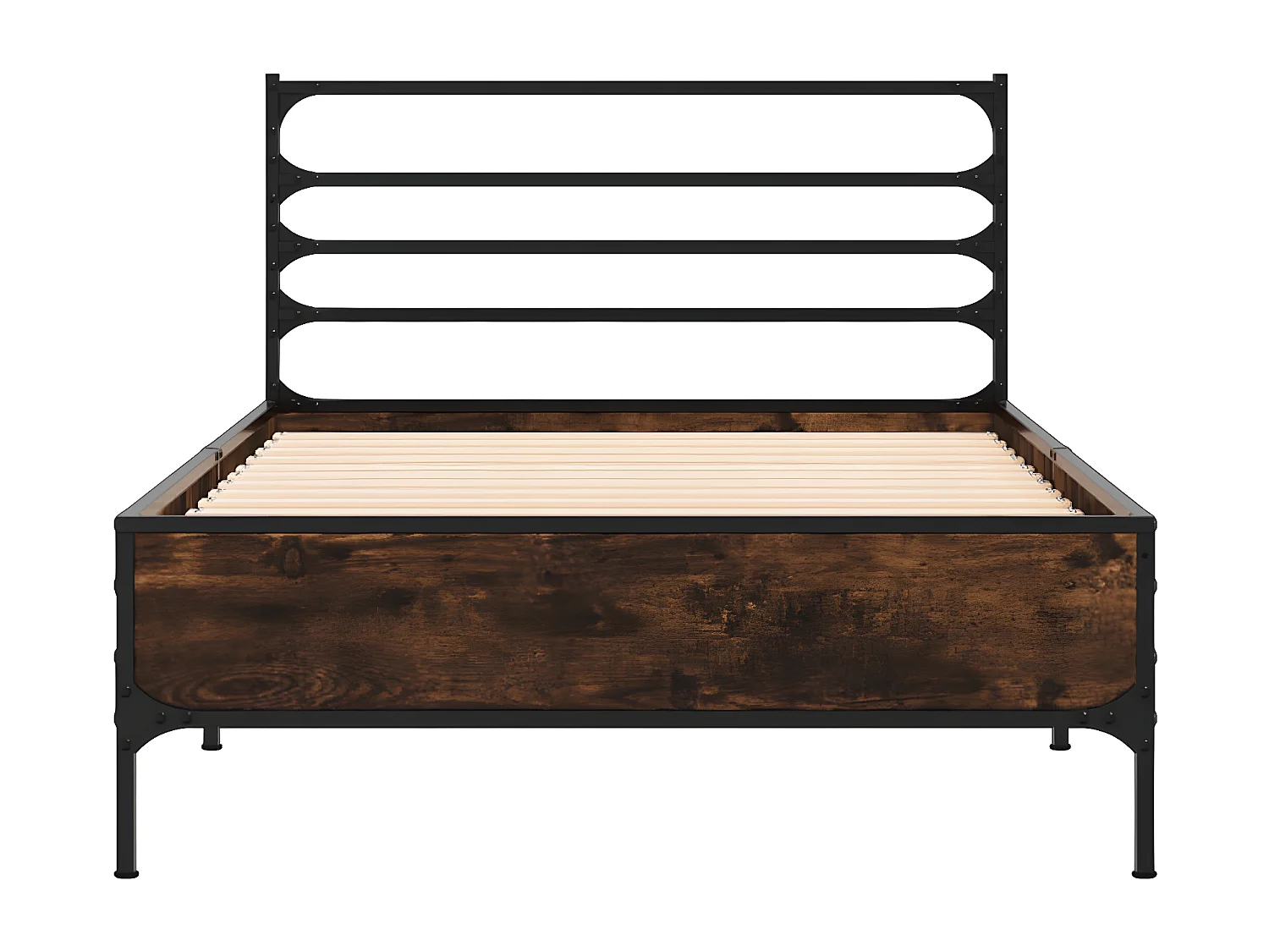 Cadre de lit chêne fumé 75x190 bois d'ingénierie et métal