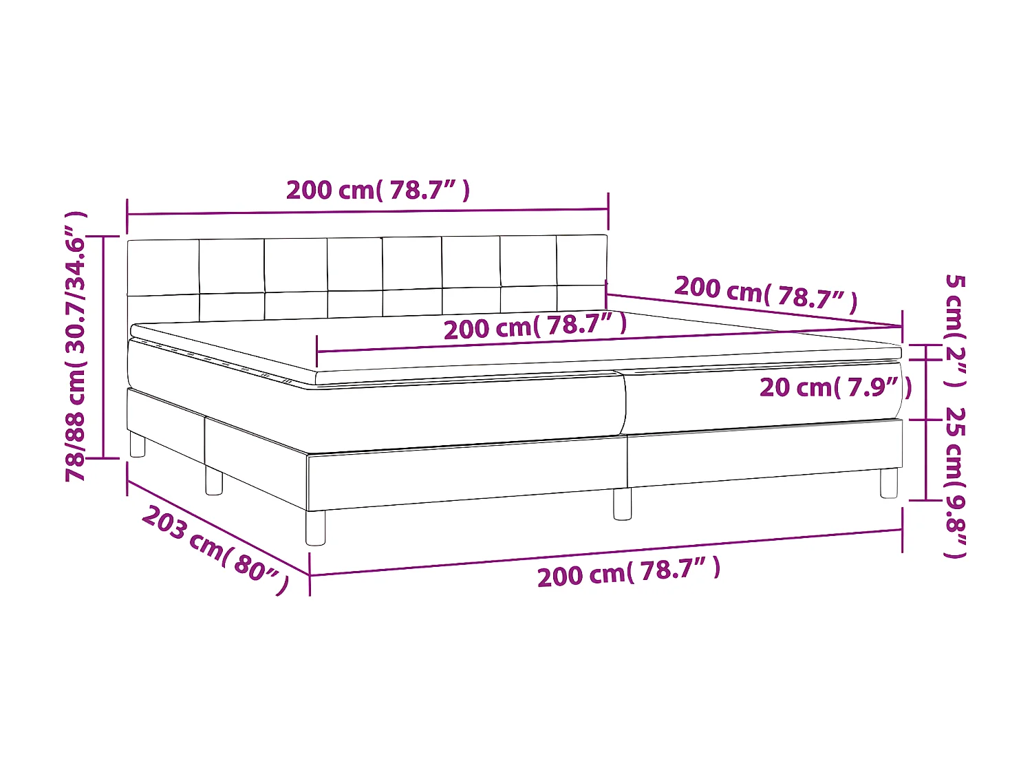 Sommier à lattes de lit et matelas Vert foncé 200x200 Velours