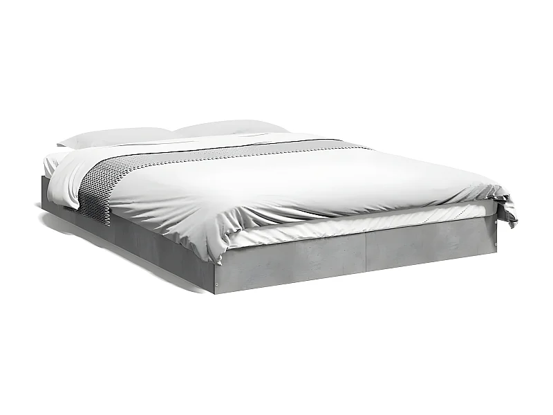 Cadre de lit gris béton 140x200 bois d'ingénierie