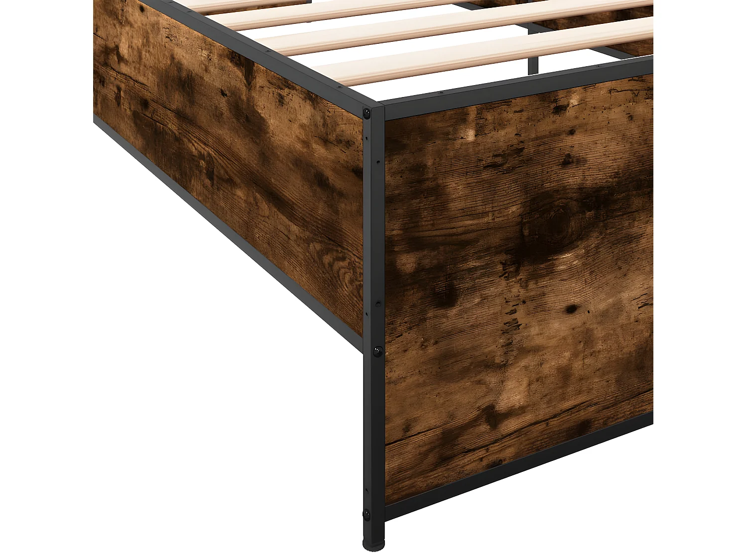 Cadre de lit chêne fumé 90x190 bois d'ingénierie et métal