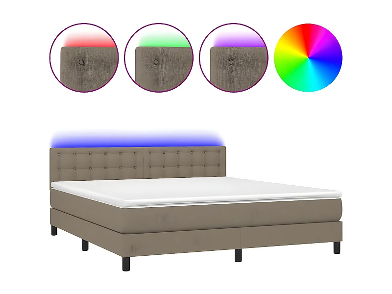 Sommier à lattes de lit avec matelas LED Taupe 180x200 Tissu