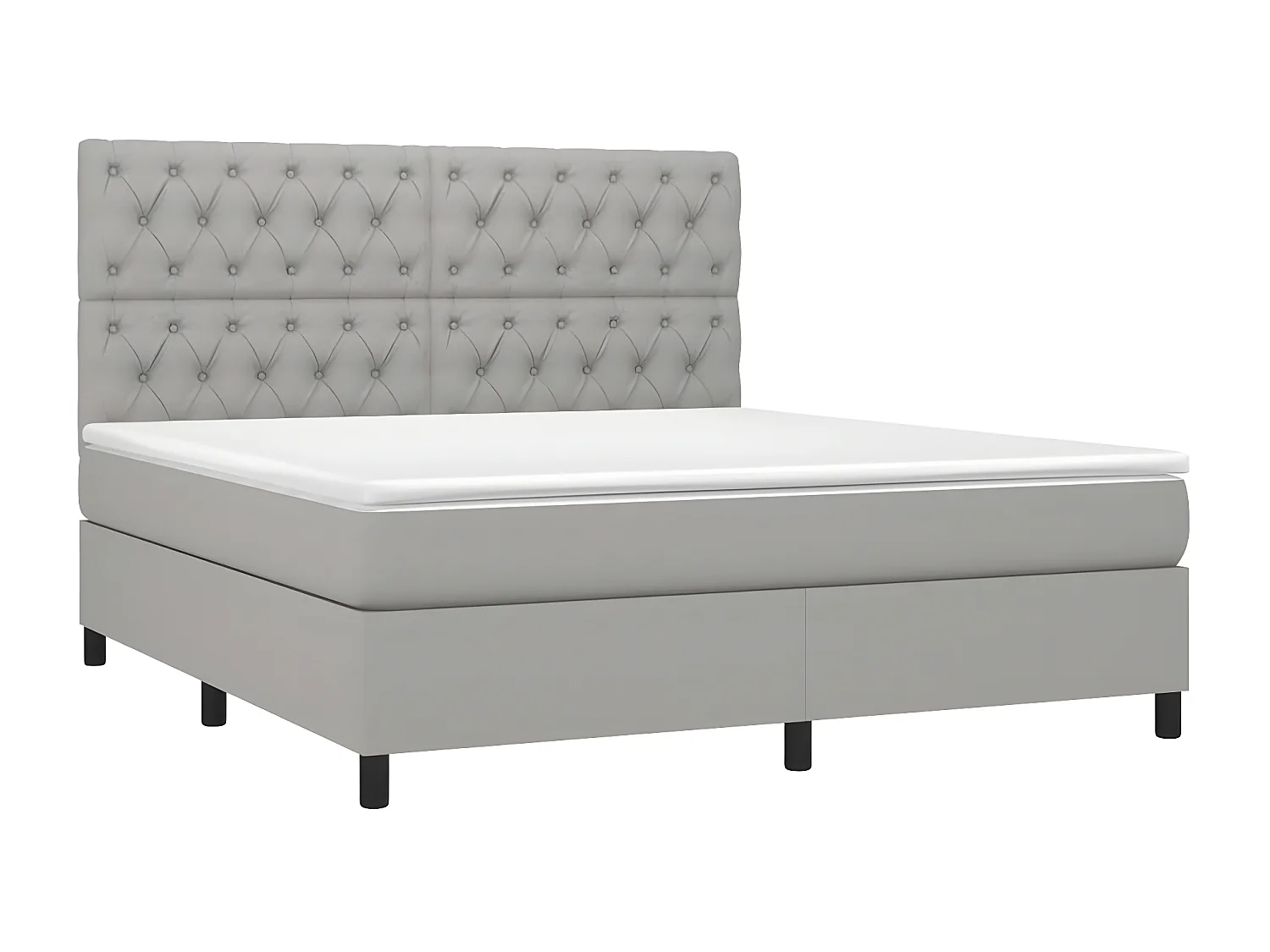 Sommier à lattes de lit matelas et LED Gris clair 160x200