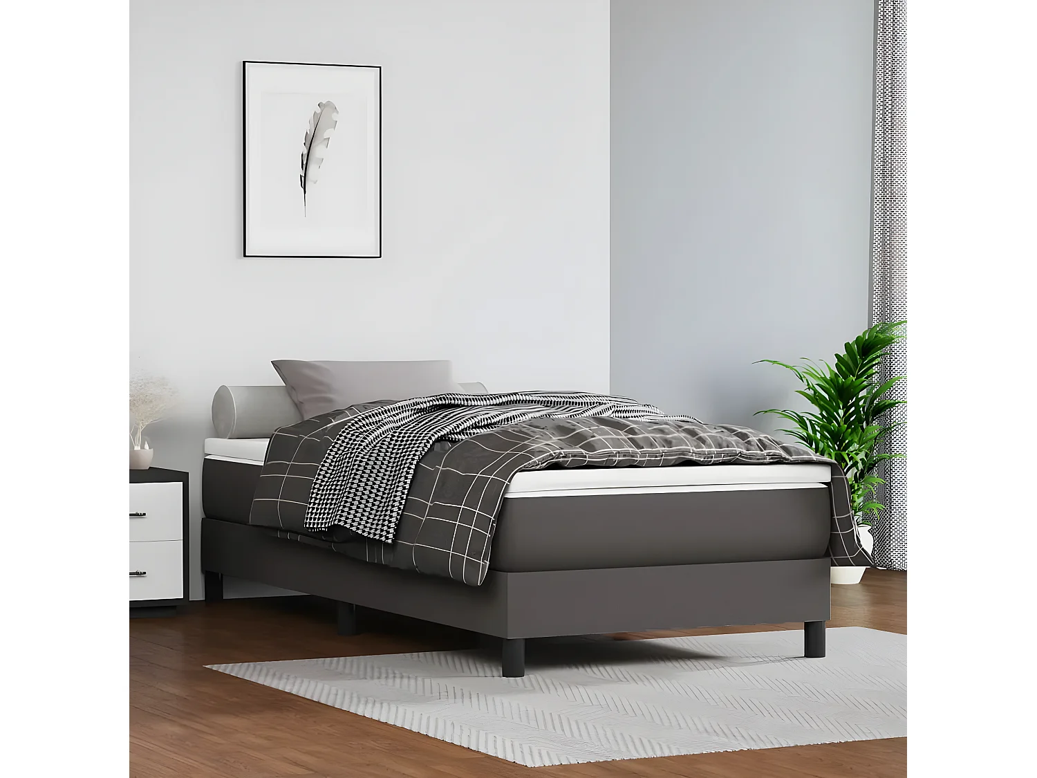 Cadre de lit Gris 100x200 Similicuir