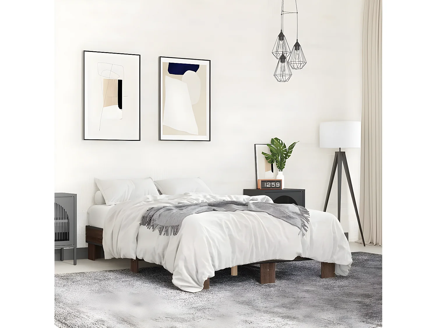 Cadre de lit chêne marron 120x200 bois d'ingénierie et métal