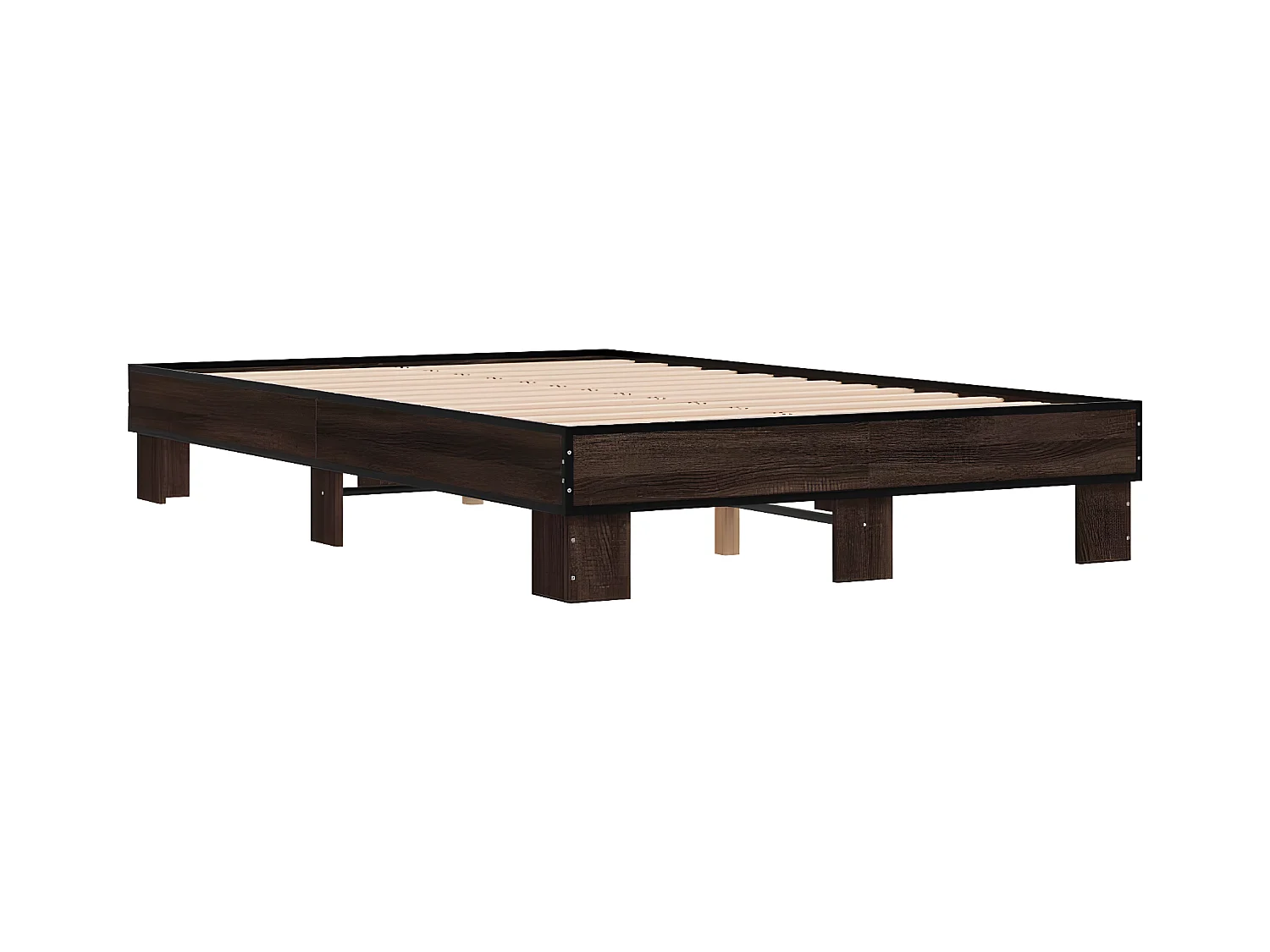 Cadre de lit chêne marron 120x200 bois d'ingénierie et métal