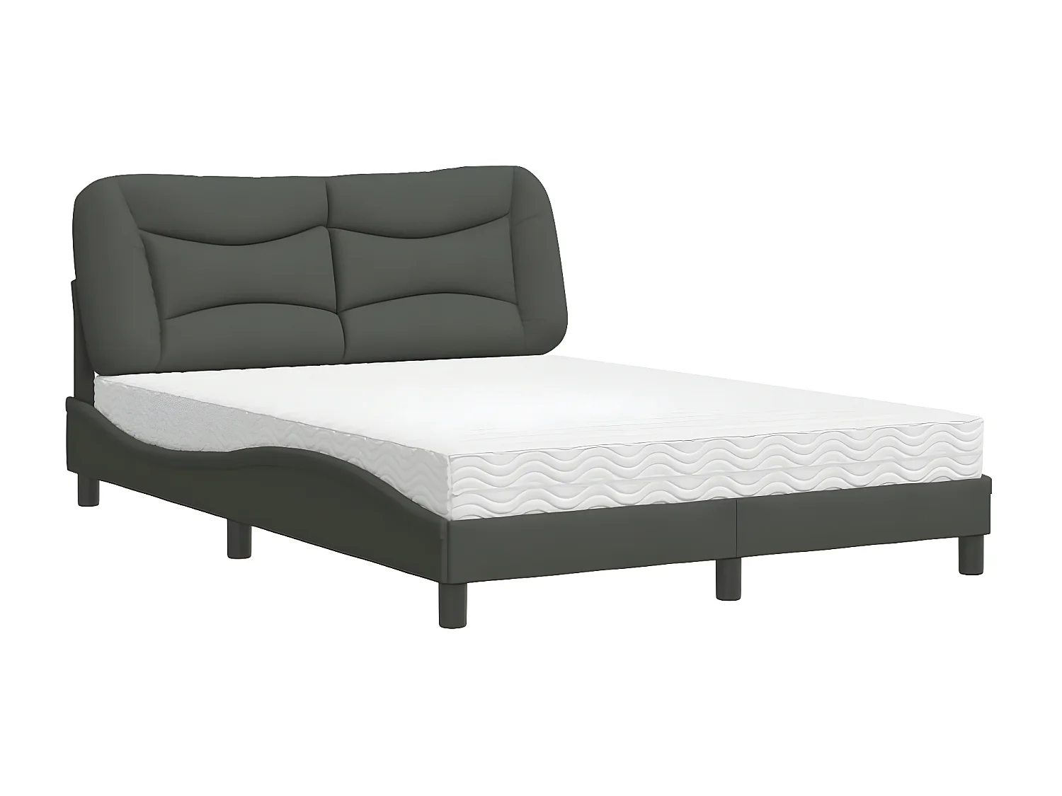 Lit avec matelas gris foncé 120x200 tissu
