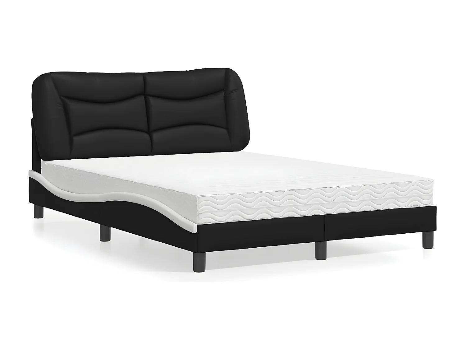 Lit avec matelas noir et blanc 120x200 similicuir