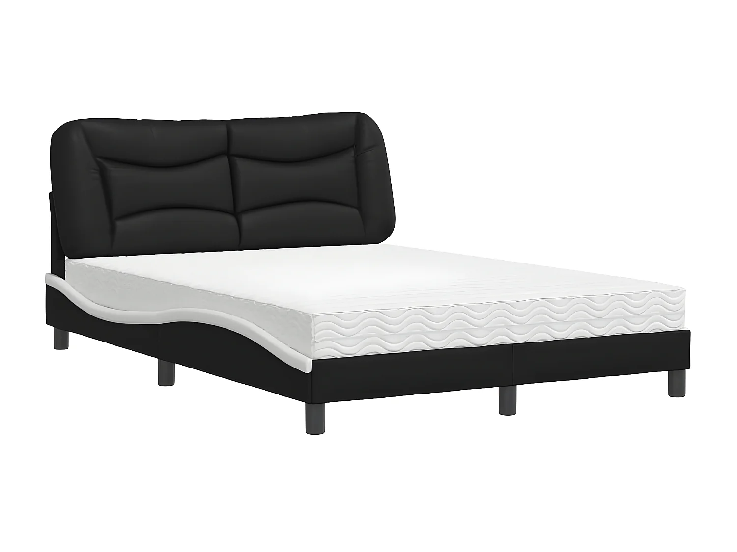 Lit avec matelas noir et blanc 120x200 similicuir