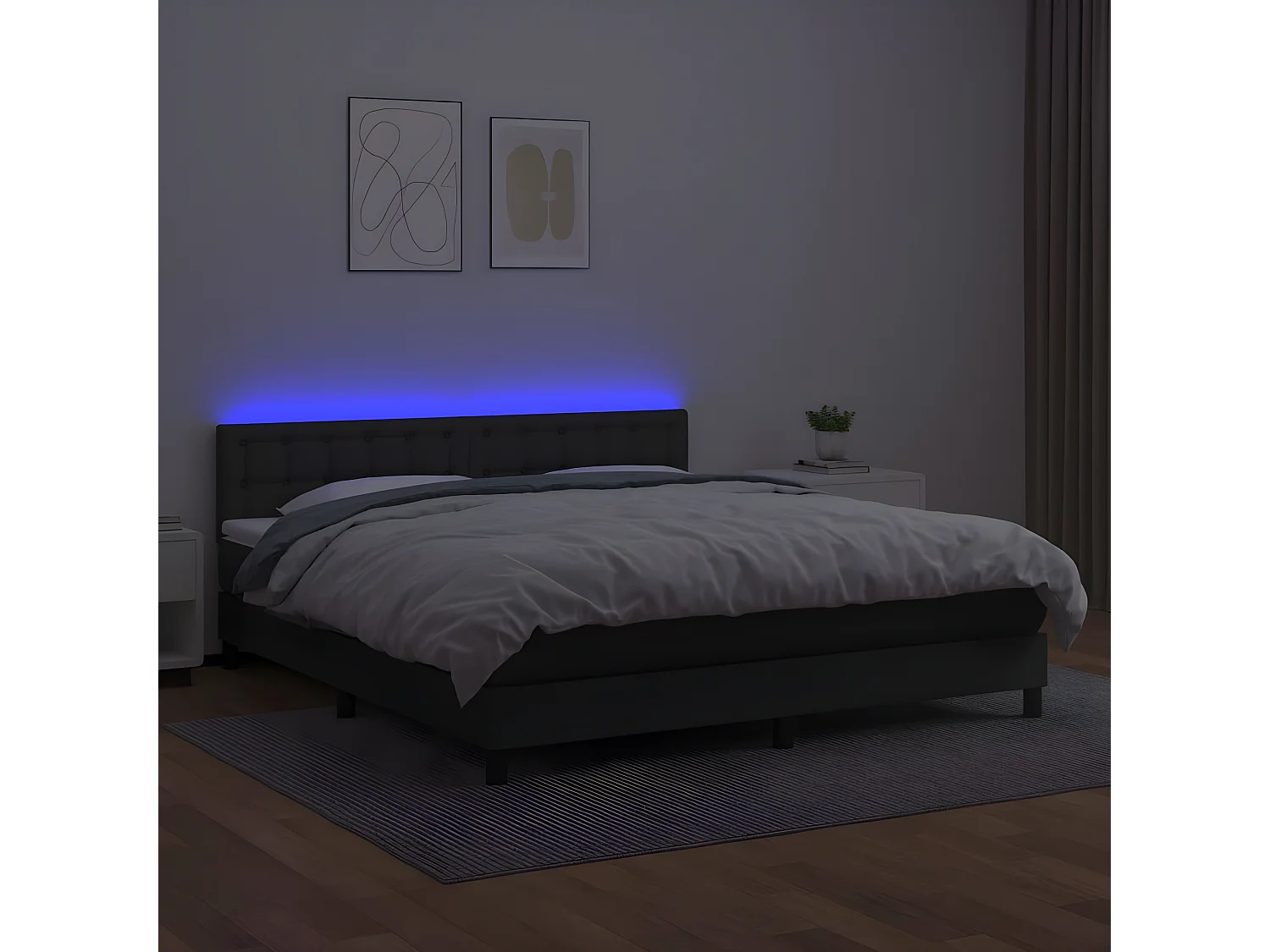Sommier à lattes de lit avec matelas et LED Noir 160x200
