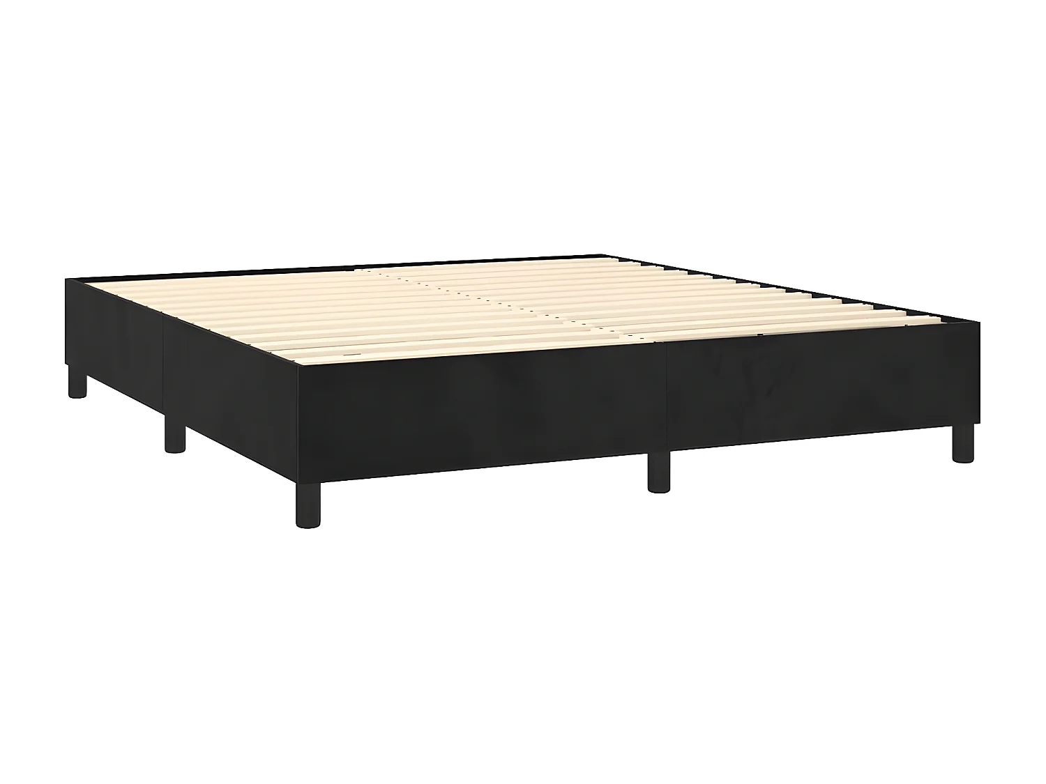 Sommier à lattes de lit matelas et LED Noir 180x200 Velours