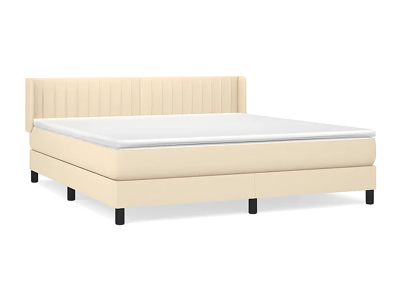 Sommier à lattes de lit avec matelas Crème 180x200 Tissu