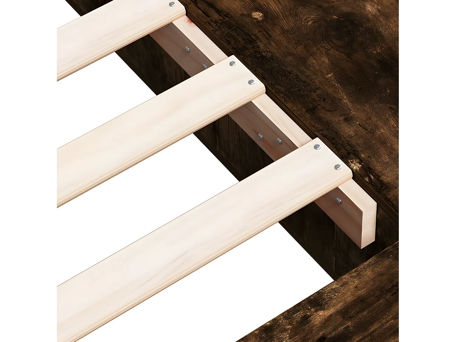 Cadre de lit chêne fumé 135x190 bois d'ingénierie