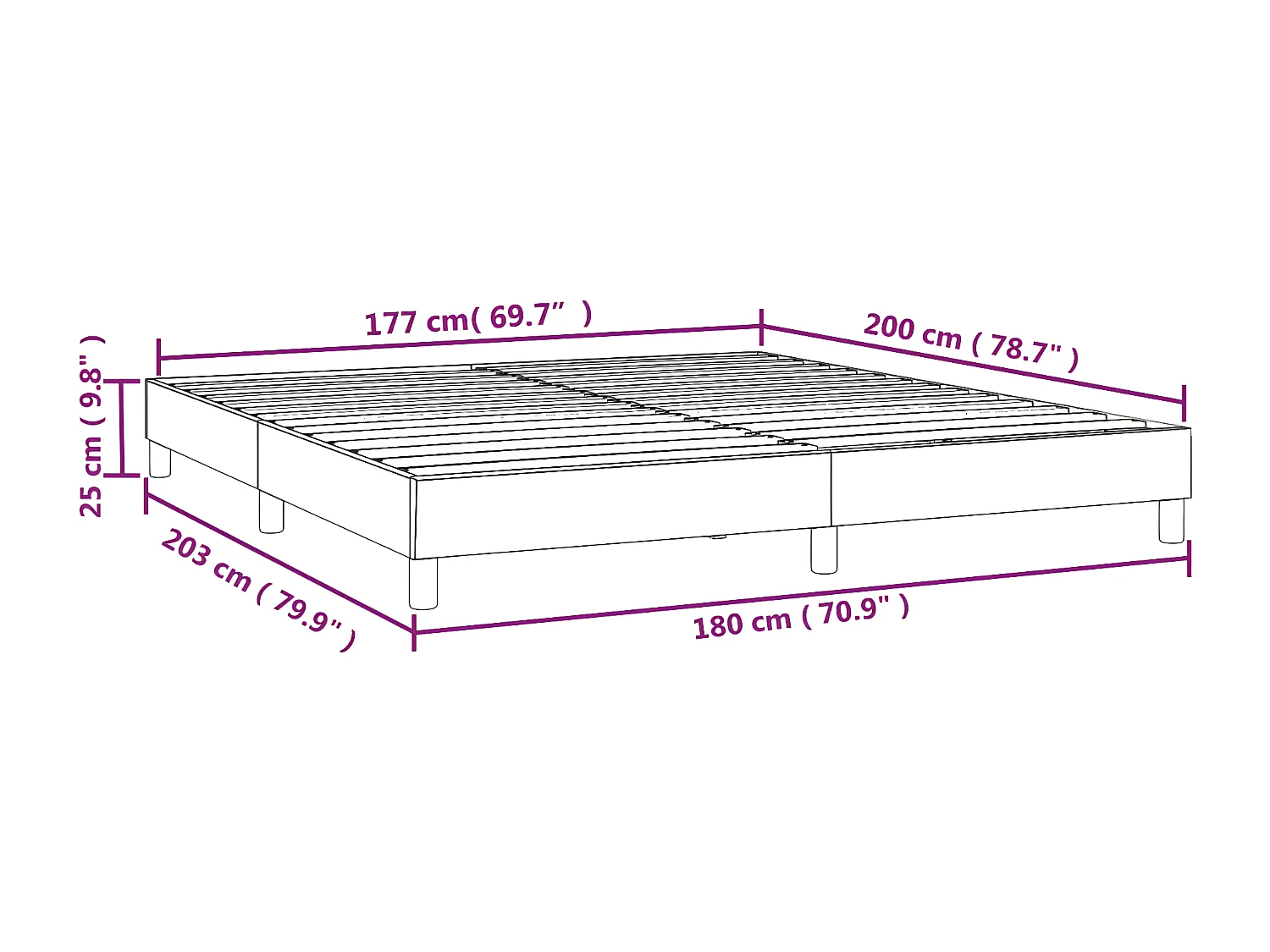 Bedframe kunstleer grijs 180x200 cm