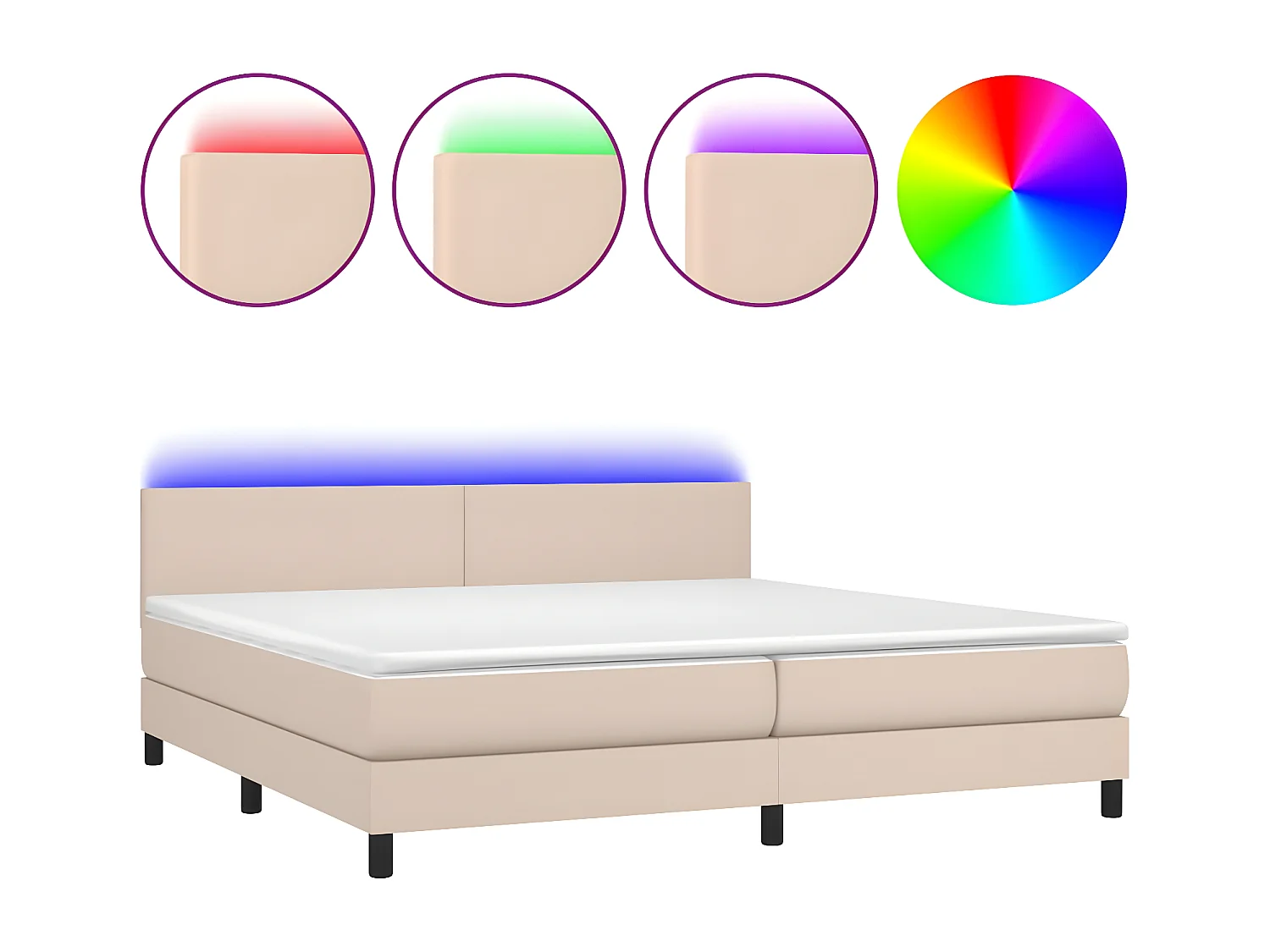 Sommier à lattes de lit avec matelas LED Cappuccino 200x200