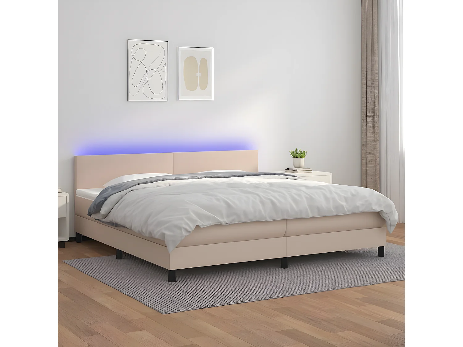 Sommier à lattes de lit avec matelas LED Cappuccino 200x200