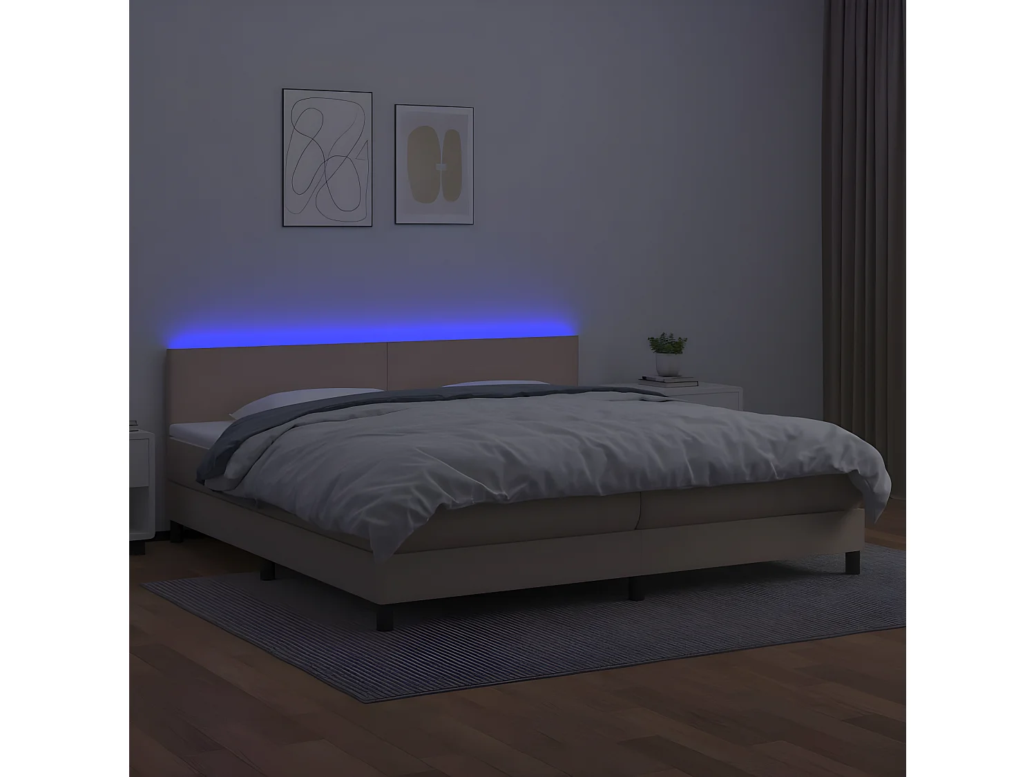 Sommier à lattes de lit avec matelas LED Cappuccino 200x200