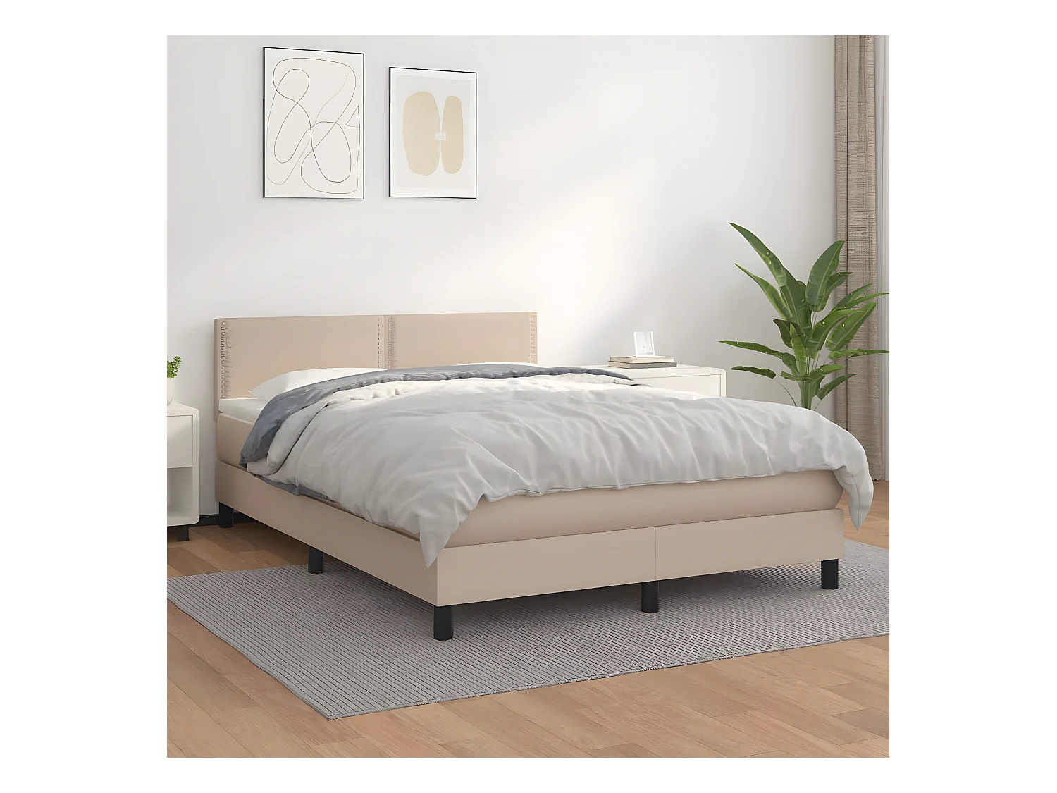 Sommier à lattes de lit avec matelas Cappuccino 140x190