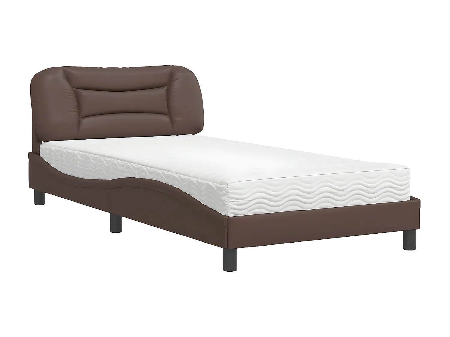 Lit avec matelas marron 100x200 similicuir
