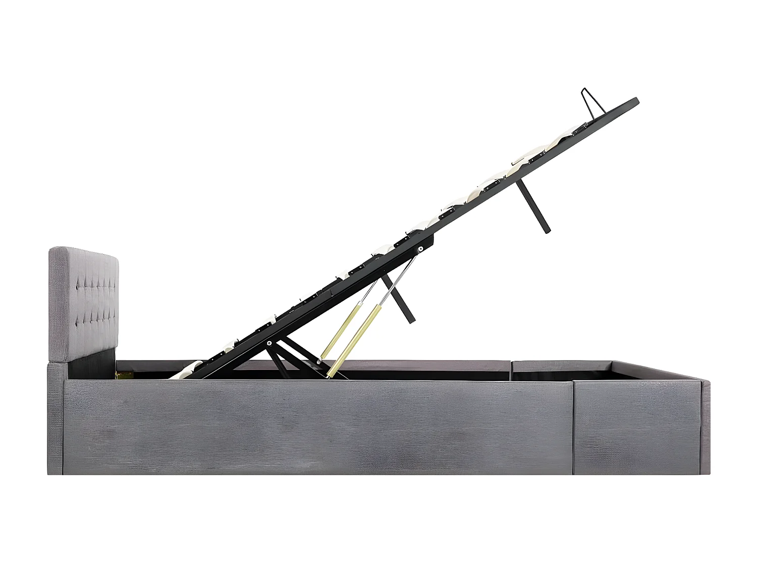 Lit à stockage hydraulique Taupe Tissu 140x200